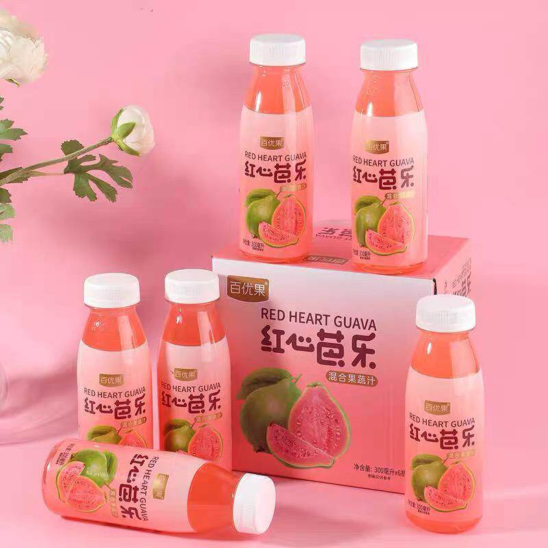 正宗金银花柚子汁红心芭乐混合汁夏季即饮果味果汁果蔬饮料300ml