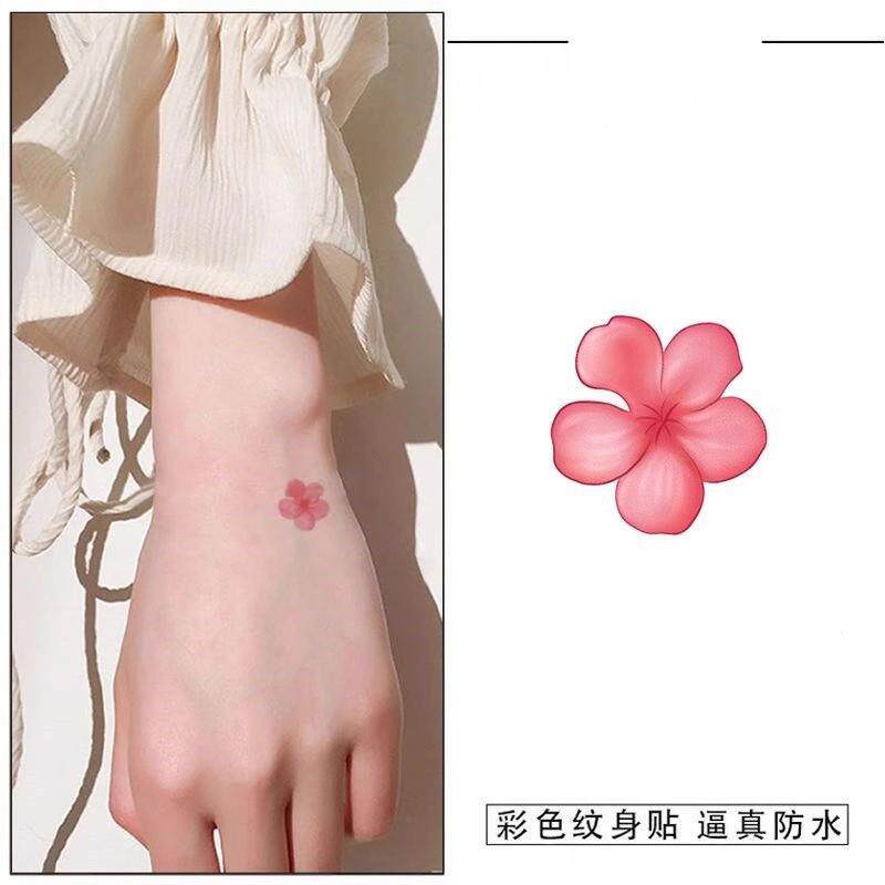 正宗国风荷花手臂手腕锁骨脚踝高颜值彩色纹身贴女防水持久小图案
