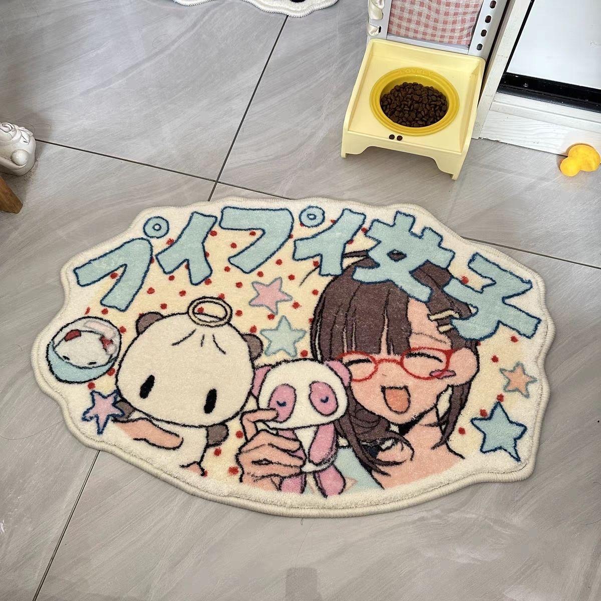 可爱卡通地毯少女心卧室毛绒床边毯仿羊绒地垫脚垫茶几毯防滑垫
