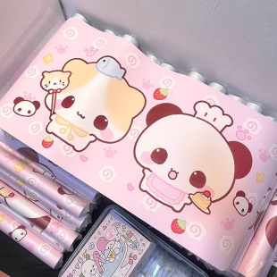 粉色可爱卡通少女学习桌皮革卡哇伊防水皮革桌垫网红电脑桌桌布