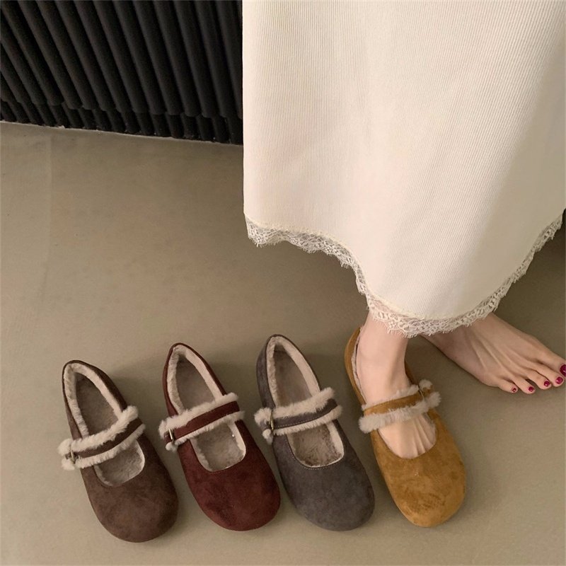 温柔晚晚风加绒玛丽珍鞋毛毛鞋