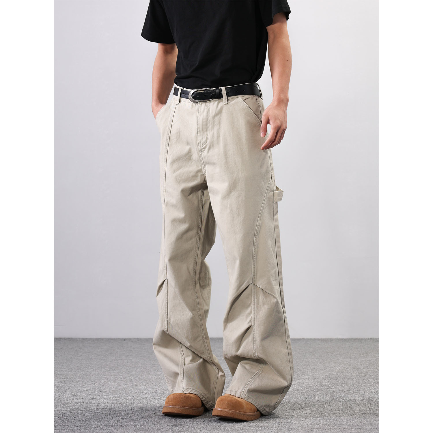 ISTURE美式高街复古解构褶皱伐木工装裤男女小众宽松阔腿百搭长裤