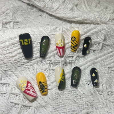 木子｜时代少年团TNT团粉应援甲爆米花元素小众设计纯手工穿戴甲