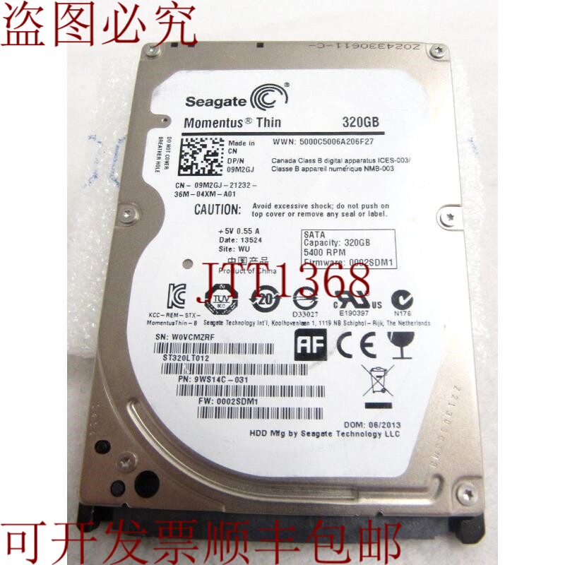 原装供应希捷 ST320LT012 09M2GJ 2.5" 320GB 5400PRM SATA 59-3