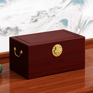 实木嫁妆箱子香樟木婚嫁陪嫁木箱子文玩收藏箱首饰字画收纳储物盒