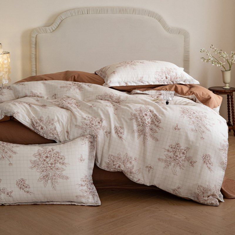 A类母婴级双层纱四件套纯棉全棉印花被套田园风小碎花床上三件套,床上用品,床品套件/四件套/多件套,淘宝优惠券,粉丝福利购,淘宝优惠卷