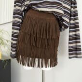 设计感小众辣妹短裙复古短款 区区欧阳 流苏半身裙女秋季 字裙裙子