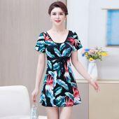 分体泳衣女士保守遮肚胖妈妈装 中老年宽松温泉大码 泳衣飘尔舒2250