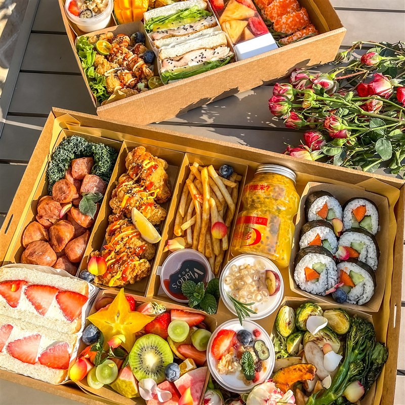 速发露餐礼盒打包盒甜品蛋糕便果纸纸盒水当盒子大一次性春游野营