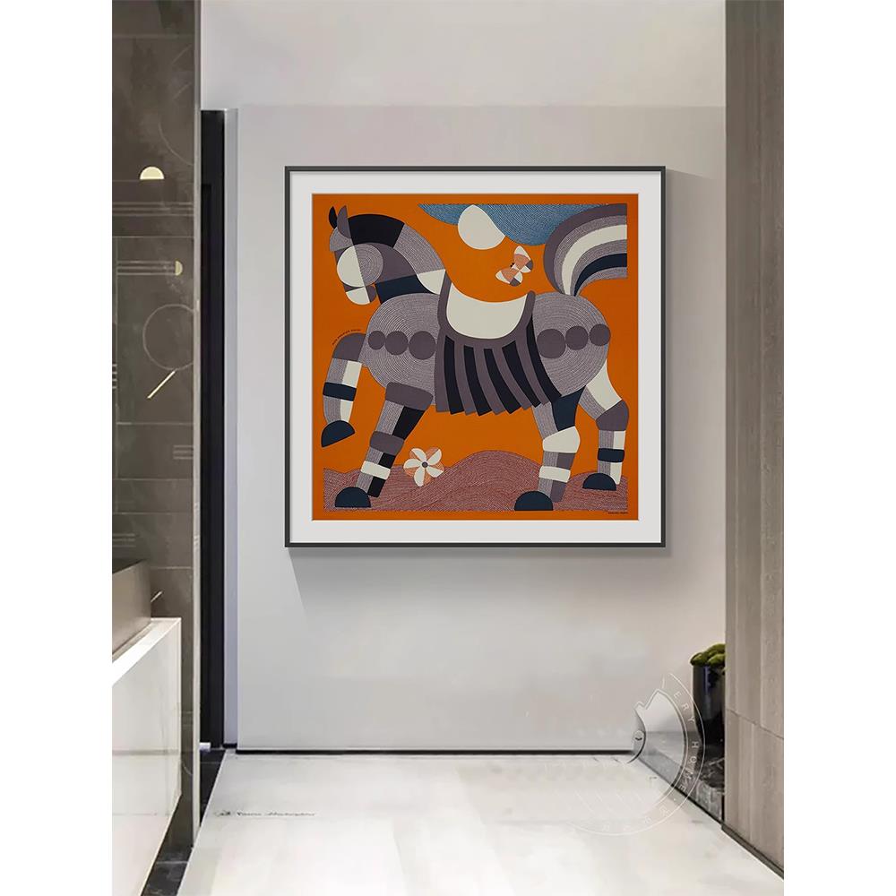速发小马跳跃新款客厅装饰画动物小众艺术餐厅挂画卧室走廊背景墙图片