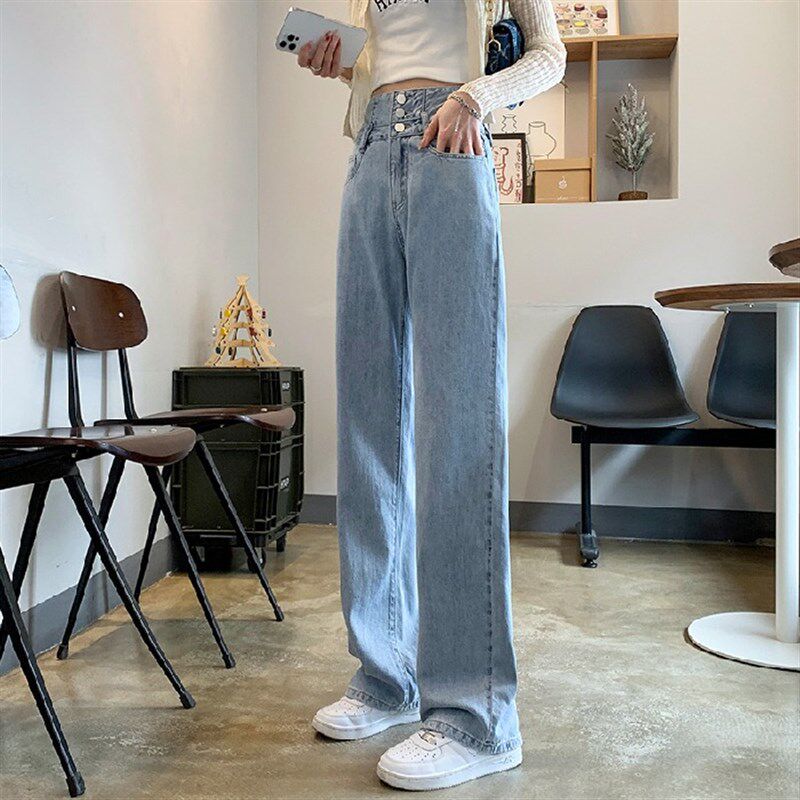 速发高腰款短款上衣士牛仔裤阔腿裤子配秋2024新春小个子宽松直筒