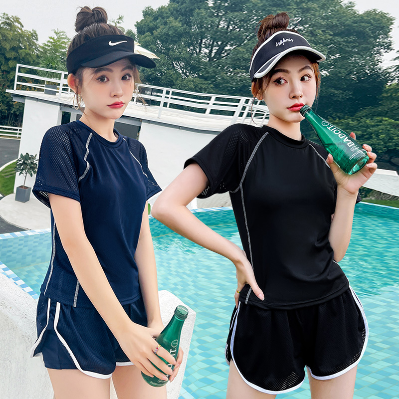 速发学生保分可款遮肚新爱小胸聚拢守体游泳课平角运动泳装