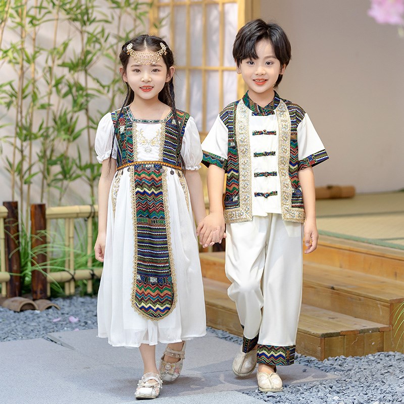 速发夏季汉服六一表演服傣族少数民族舞台服毕业季幼儿园园服