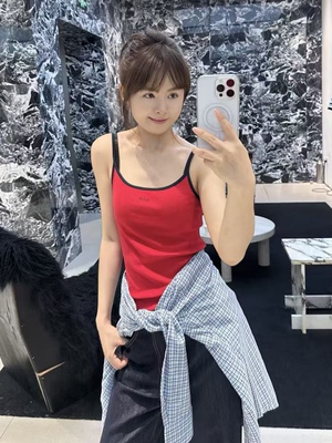 正品2026夏新品撞色边中宽肩带吊带背心女显瘦百搭MBF2VET014