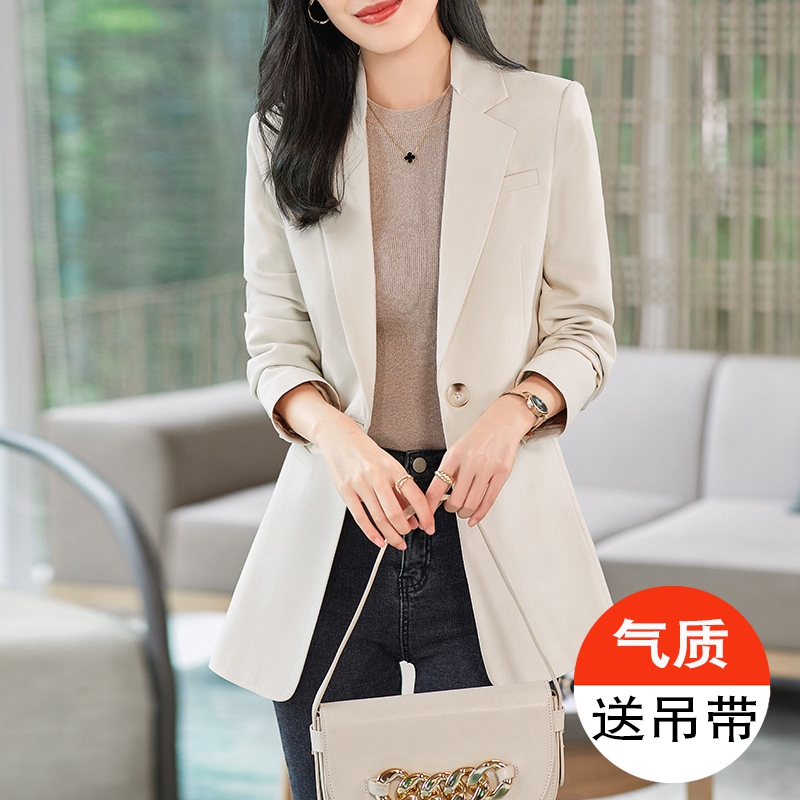 米色西装外套女2024新款夏季薄款高级I感气质修身显瘦正装西服上