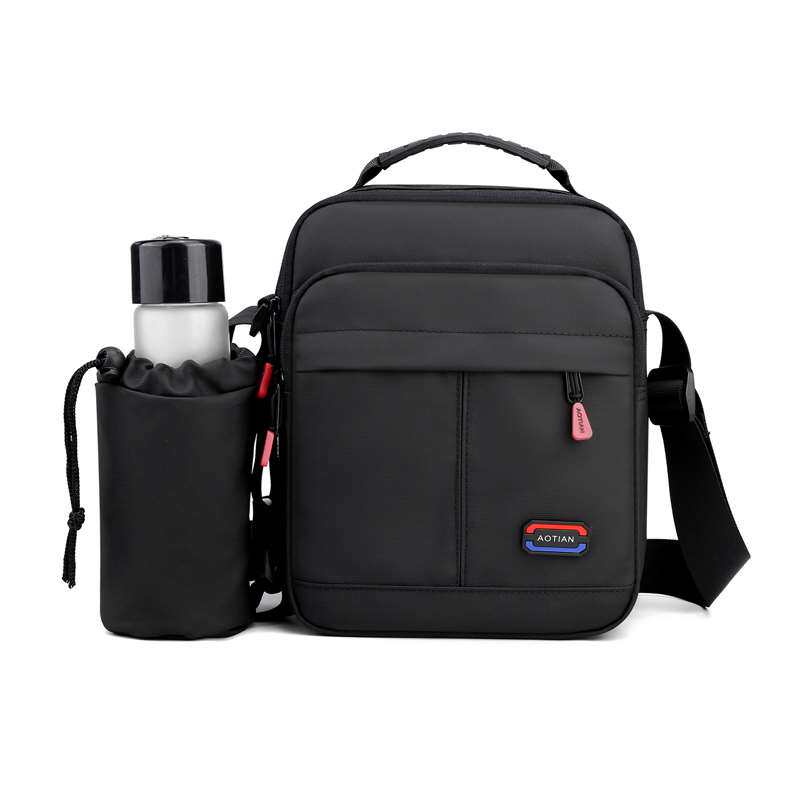 中老年人男士爸爸牛津布休闲轻便可拆卸水壶水杯单肩包旅游斜挎包