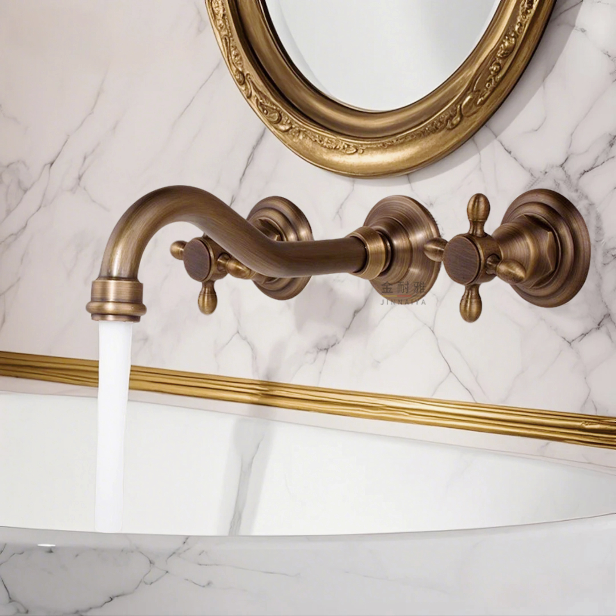 金耐雅入墙式预埋双把瀑布水龙头