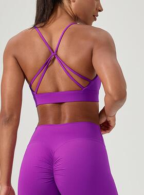 欧美瑜伽文胸女性感美背运动内衣聚拢减震健身跑步运动文胸52758