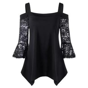 Sleeve Three quarter Lace Suspenders One Womens Shoulder