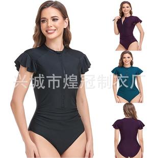 Swimsuit Womens Piece One Zipper Sports