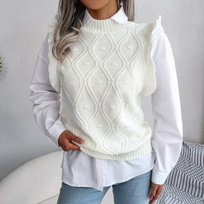 Sleeveless temperament round commuting sweater neck