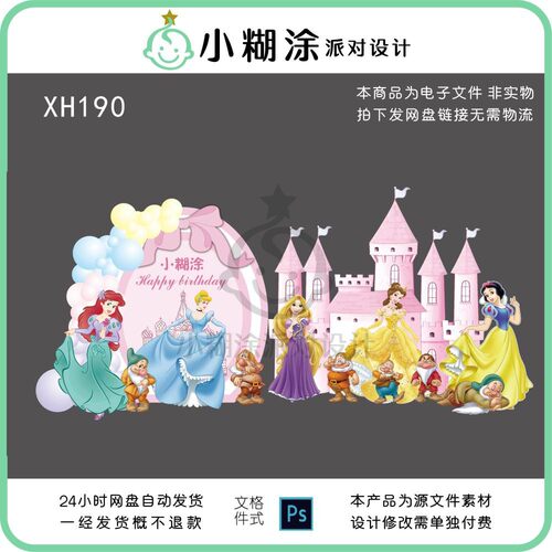 生日派对布置儿童卡通主题背景墙素材下载