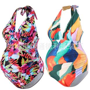 One-piece bikini swimsuit for pregnant women low-cut