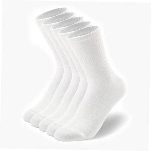5 Pairs Men Crew Socks Black And White Middle Tube Streetwea