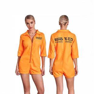 Jumpsuit Halloween Role Costume Adult Shorts Zipper Women