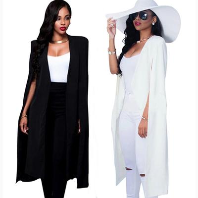 Women's long black and white stylish suit jacket