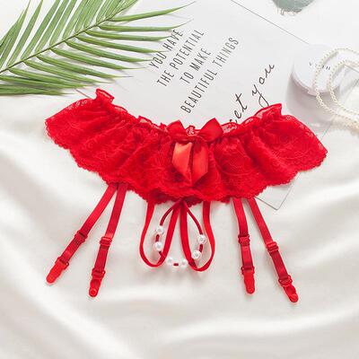 garter girl underwear bow sexy crotchless sexy lace Cute