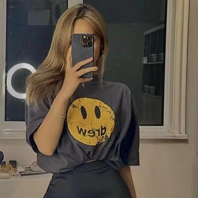 Couple Sleeve Currency Destroyed T-Shirt Faded Smiley