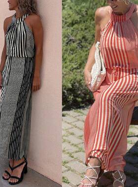 round style dress womens sleeveless large striped wear