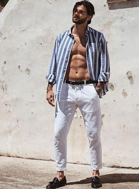 ss purples jeans men denim pants distressed slim fitting