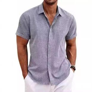 Mens Shirt Short Sleeve Casual Button Down Beach
