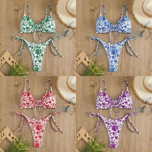 womens floral hot bikini girl piece swimsuit two Sexy split