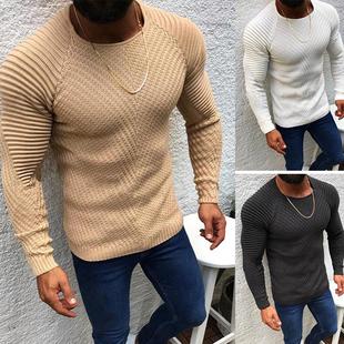 long sleeve round Sweater pullover fit neck knitted slim