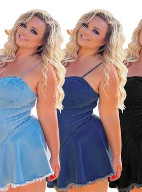 nibber denim pleated mini dress women solid wrapped chest