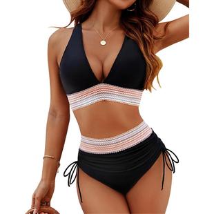 neck fashion piece swimsuit two bikini Women vest