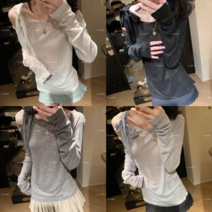 蒜尼尼【特价现货29.99】韩系设计百搭显瘦长袖防晒罩衫上衣3257