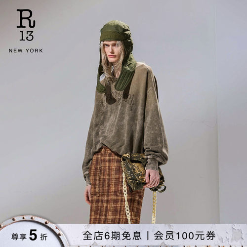 R13宽松廓形时髦圆领卫衣