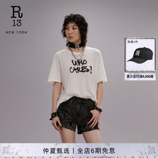 R13 2026春夏新品 宽松个性字母印花短袖T恤