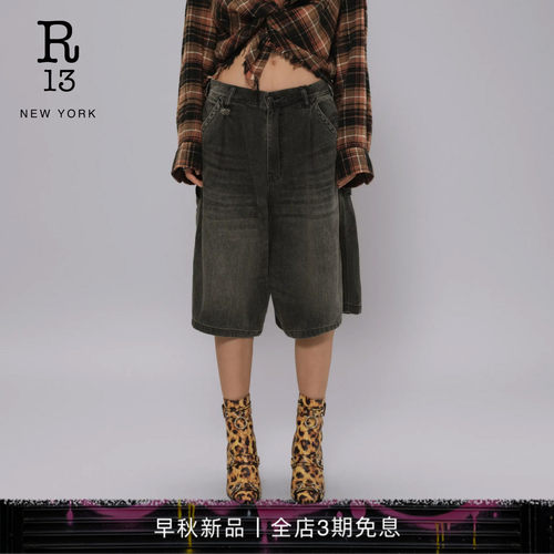 R13宽松工装牛仔五分短裤