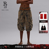 短裤 R13 时尚 休闲褪色渐变休闲五分裤 2026早春新品 个性