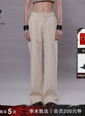 R13 SAILOR 高腰宽松水手裤复古斜纹后系带牛仔裤