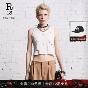 TANK R13 简约撕裂破洞内搭复古圆领背心男女同款 品牌经典