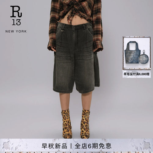 R13宽松工装牛仔五分短裤