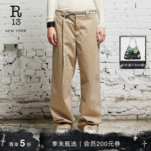SKATE REEL R13 宽松阔腿纯棉卡其色CHINO休闲裤 明星同款