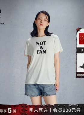 【明星同款】R13 简约印花休闲宽松混纺圆领短袖T恤