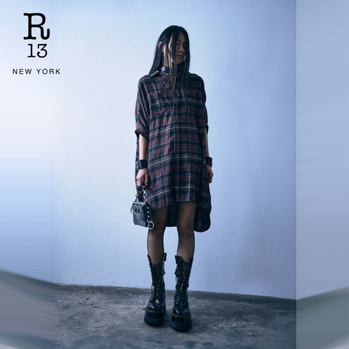 R13美式廓形衬衫连衣裙